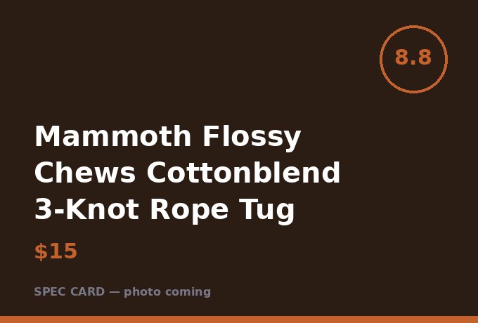 Mammoth Flossy Chews Cottonblend 3-Knot Rope Tug