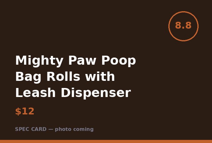Mighty Paw Poop Bag Rolls with Leash Dispenser